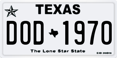 TX license plate DOD1970