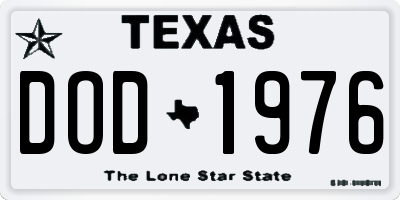 TX license plate DOD1976