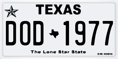 TX license plate DOD1977