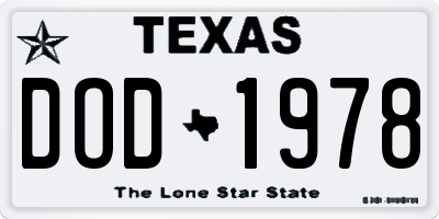 TX license plate DOD1978