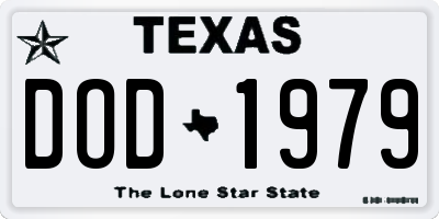 TX license plate DOD1979