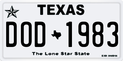 TX license plate DOD1983