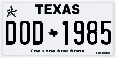TX license plate DOD1985