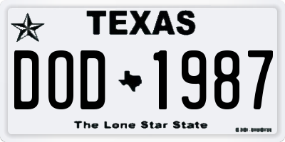 TX license plate DOD1987