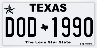 TX license plate DOD1990