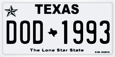 TX license plate DOD1993