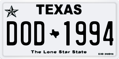 TX license plate DOD1994