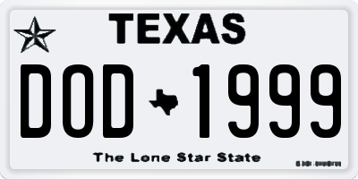 TX license plate DOD1999