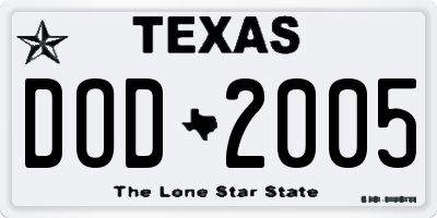 TX license plate DOD2005