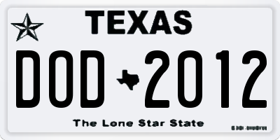 TX license plate DOD2012