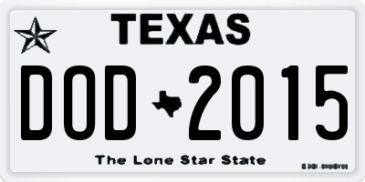 TX license plate DOD2015