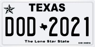 TX license plate DOD2021