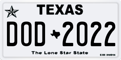 TX license plate DOD2022