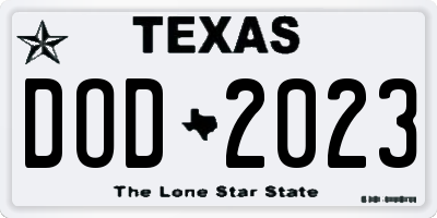 TX license plate DOD2023