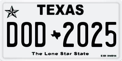 TX license plate DOD2025