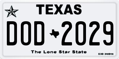 TX license plate DOD2029