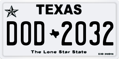 TX license plate DOD2032