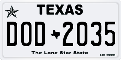 TX license plate DOD2035