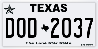 TX license plate DOD2037