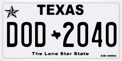 TX license plate DOD2040