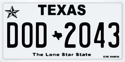 TX license plate DOD2043
