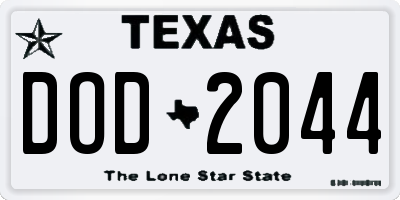 TX license plate DOD2044