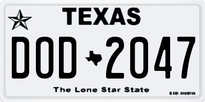 TX license plate DOD2047