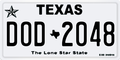 TX license plate DOD2048