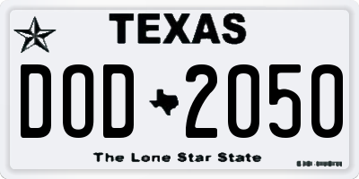 TX license plate DOD2050