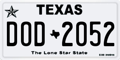 TX license plate DOD2052