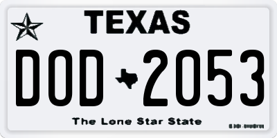 TX license plate DOD2053