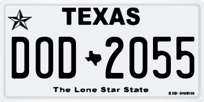 TX license plate DOD2055
