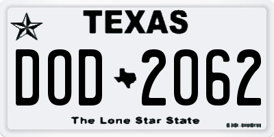 TX license plate DOD2062