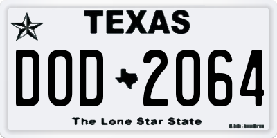 TX license plate DOD2064