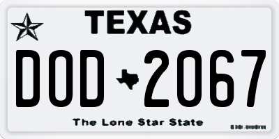 TX license plate DOD2067