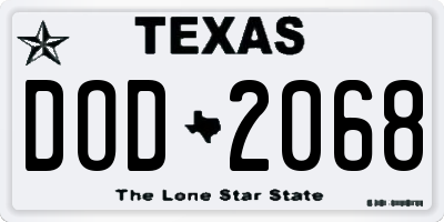 TX license plate DOD2068