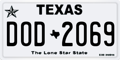 TX license plate DOD2069