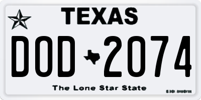 TX license plate DOD2074