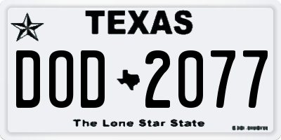 TX license plate DOD2077