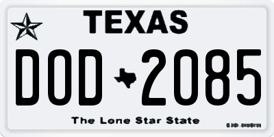 TX license plate DOD2085