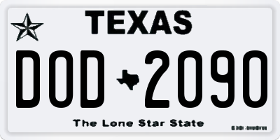 TX license plate DOD2090