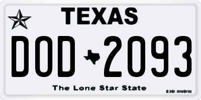 TX license plate DOD2093