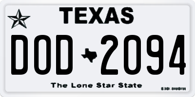 TX license plate DOD2094