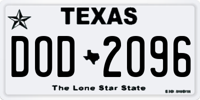 TX license plate DOD2096