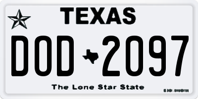 TX license plate DOD2097