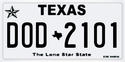 TX license plate DOD2101