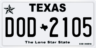 TX license plate DOD2105