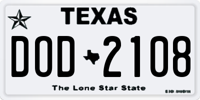 TX license plate DOD2108