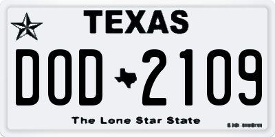 TX license plate DOD2109
