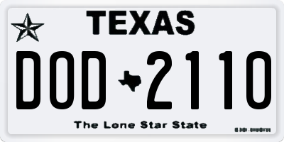 TX license plate DOD2110
